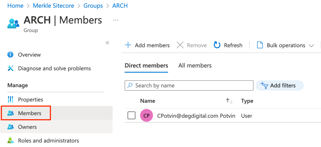 Active Directory ARCH Group Members