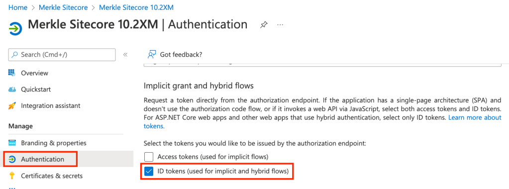 Configuring Azure AD app authentication tokens