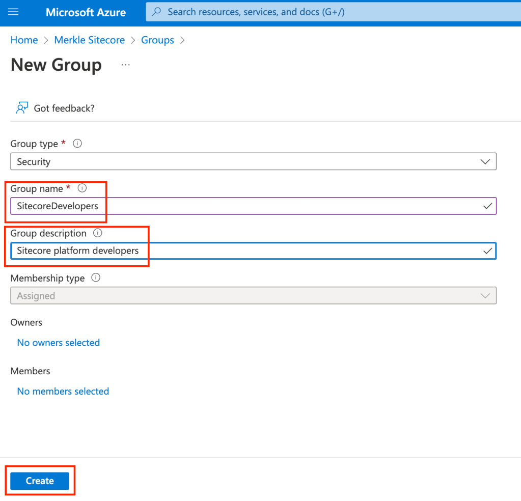 Azure AD New Group Values