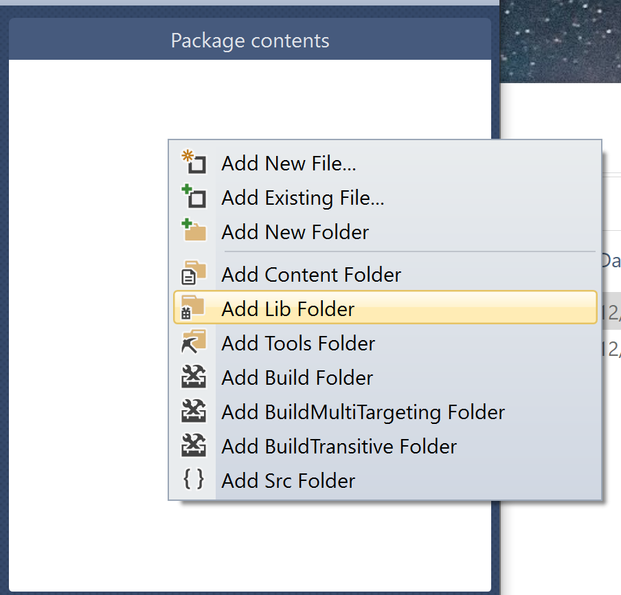 Nuget Package Explorer - Add Lib Folder