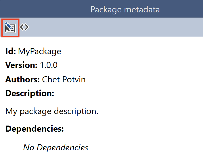 Nuget Package Explorer - Package Metadata