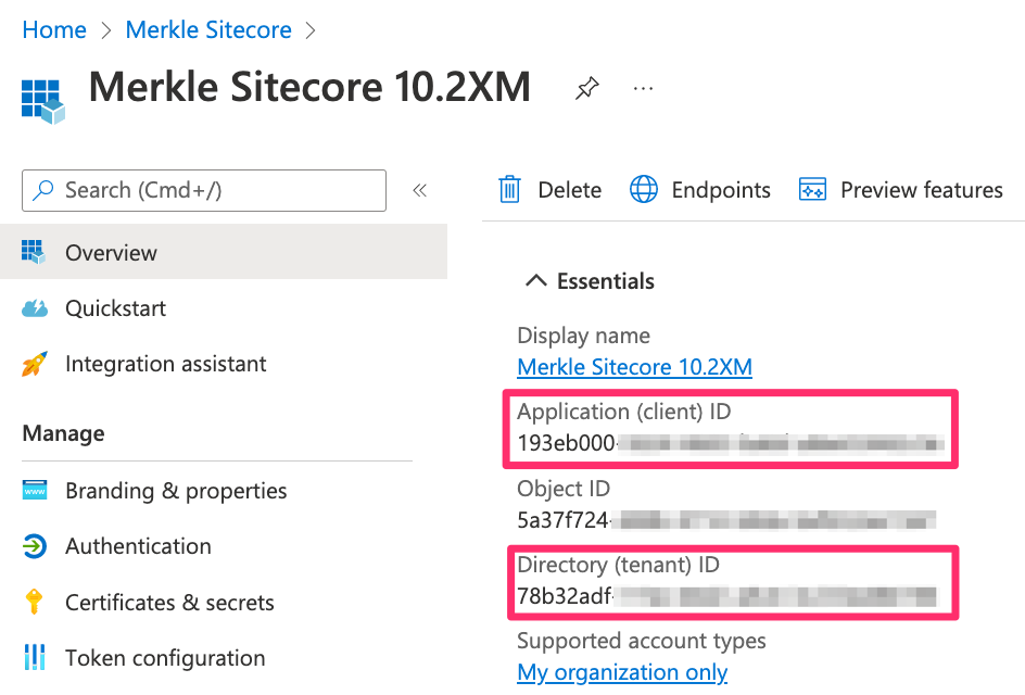 Azure AD App Registration Info